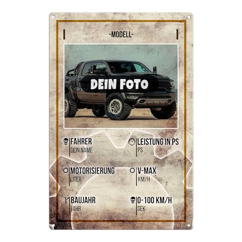 PR Print Royal A4 Blechschild für Autoliebhaber - Auto Steckbrief mit Foto und Daten selbst gestalten - Geschenk für Autoliebhaber zum Geburtstag | Personalisiertes Geschenk, Metallschild A4 PR Print Royal A4 Blechschild für Autoliebhaber - Auto Steckbrief mit Foto und Daten selbst gestalten - Geschenk für Autoliebhaber zum Geburtstag | Personalisiertes Geschenk, Metallschild A4 von PR Print Royal