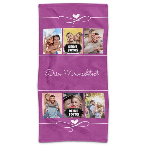 PR Print Royal Badetuch personalisiert mit Foto und Wunschtext - Personalisiertes Badetuch Bedrucken - Individuelles Fotogeschenk für Freunde und Familie | 140 x 70 cm, Flieder von PR Print Royal