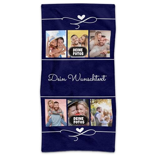 PR Print Royal Badetuch personalisiert mit Foto und Wunschtext - Personalisiertes Badetuch Bedrucken - Individuelles Fotogeschenk für Freunde und Familie | 140 x 70 cm, blau von PR Print Royal