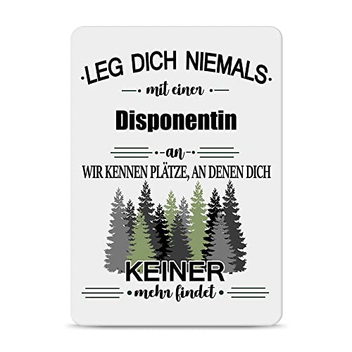 PR Print Royal Berufe Blech-Schild - Leg Dich Niemals mit Einer Disponentin an - Lustiges Geschenk Büro, Job, Arbeit, Kollegin, Freunde, Metall-Poster - Querformat A6 von PR Print Royal