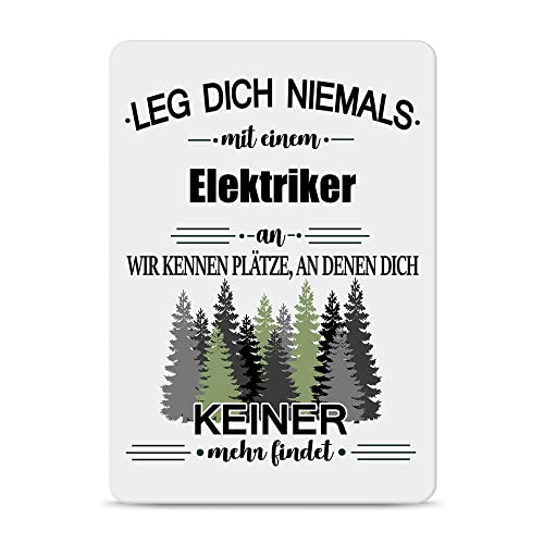 PR Print Royal Berufe Blech-Schild - Leg Dich Niemals mit einem Elektriker an - Lustiges Geschenk Büro, Job, Arbeit, Kollegen, Freunde, Metall-Poster - Querformat A6 von PR Print Royal