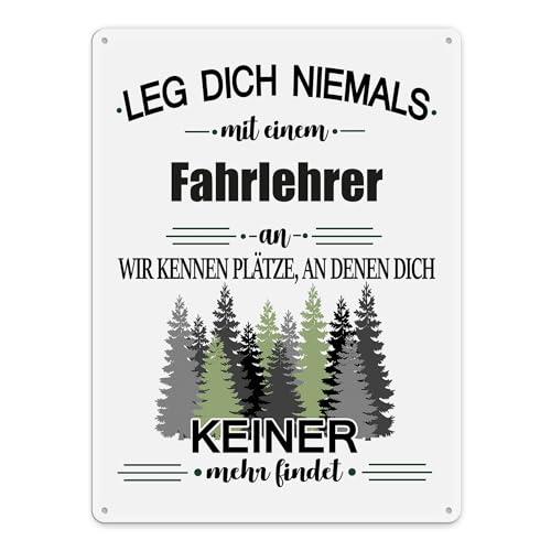 Berufe Blech-Schild - Leg dich niemals mit einem Fahrlehrer an - Lustiges Geschenk Büro, Job, Arbeit, Kollegen, Freunde, Metall-Poster - Querformat A3 von PR Print Royal