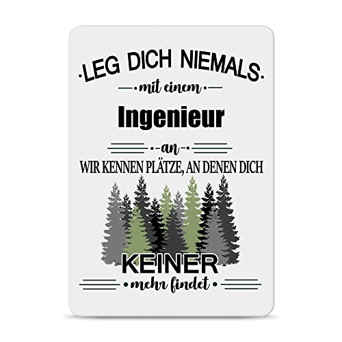 PR Print Royal Berufe Blech-Schild - Leg Dich Niemals mit einem Ingenieur an - Lustiges Geschenk Büro, Job, Arbeit, Kollegen, Freunde, Metall-Poster - Querformat A6 von PR Print Royal
