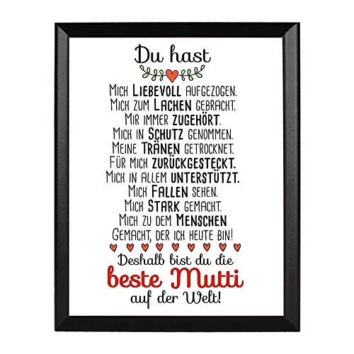 PR Print Royal Bild für Mama mit Spruch - Beste Mutti - auf edler Tafel mit Aufhänger für die Wand - Geschenk-Idee/Familie/Danke Mama von PR Print Royal