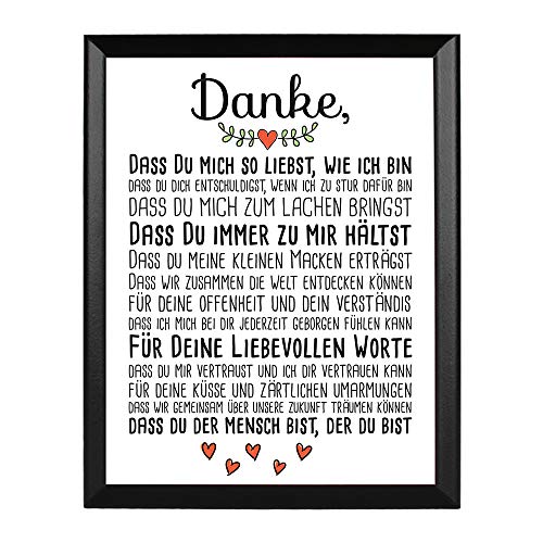 PR Print Royal Bild mit Spruch - Danke - auf edler Tafel mit Aufhänger für die Wand - Geschenk-Idee/Dankeschön/Freund-in von PR Print Royal