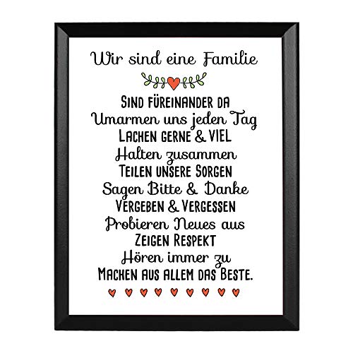 PR Print Royal Bild mit Spruch - Wir sind eine Familie - auf edler Tafel mit Aufhänger für die Wand - Geschenk-Idee/Familienspruch/Zuhause von PR Print Royal