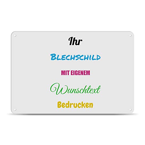 PR Print Royal Blech-Schild selbst gestalten - Metall-Poster mit Text bedrucken - verschiedene Hintergründe, Schild A4, Querformat I Personalisiertes Geschenk von PR Print Royal