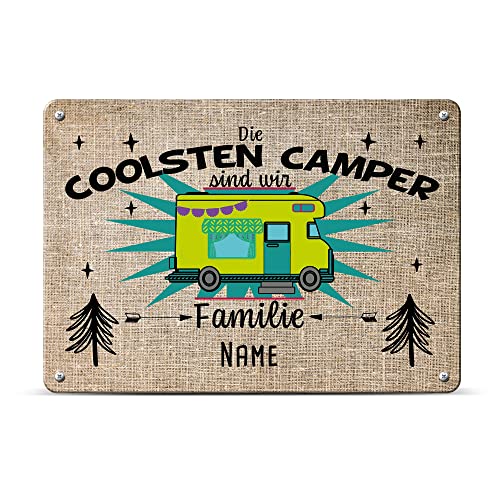 PR Print Royal Camping Blech-Schild selbst gestalten - Wir sind die coolsten Camper - Metall-Poster mit Name - Geschenk für Camper, Camping-Zubehör - Schild A4 I Personalisiertes Geschenk von PR Print Royal