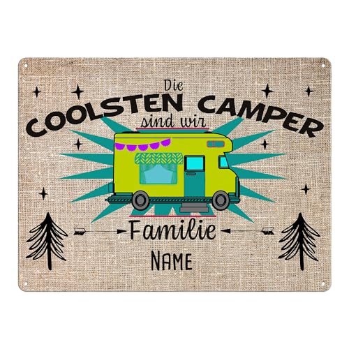 PR Print Royal Camping Blech-Schild selbst gestalten - Wir sind die coolsten Camper - Metall-Poster mit Name - Geschenk für Camper, Camping-Zubehör - Schild A5 I Personalisiertes Geschenk von PR Print Royal