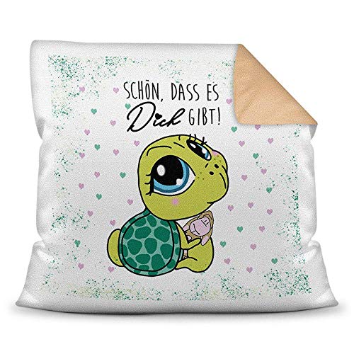 PR Print Royal Deko-Kissen Tiere mit liebem Spruch - Schön, DASS es Dich gibt - Schildkröte/Ich Liebe Dich/Geschenk für Freund, Freundin / 40x40 / Rückseite Mokka inkl. Füllung PR Print Royal Deko-Kissen Tiere mit liebem Spruch - Schön, DASS es Dich gibt - Schildkröte/Ich Liebe Dich/Geschenk für Freund, Freundin / 40x40 / Rückseite Mokka inkl. Füllung von PR Print Royal