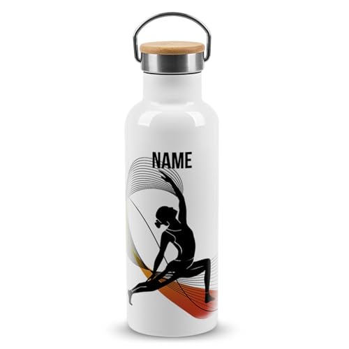 PR Print Royal Edelstahl-Trinkflasche für Sportler mit Name selbst gestalten - Yoga - Personalisierte Geschenke für Frauen, Yoga-Geschenk| Thermosflasche Weiß, 500 ml von PR Print Royal