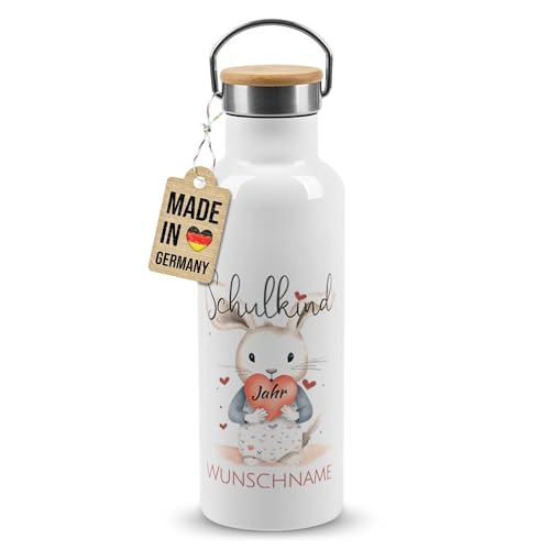 PR Print Royal Edelstahl-Trinkflasche zur Einschulung - mit Name & Jahr selbst gestalten - Schulkind, Hase | Personalisierte Geschenke, Thermosflasche Weiß, 500 ml PR Print Royal Edelstahl-Trinkflasche zur Einschulung - mit Name & Jahr selbst gestalten - Schulkind, Hase | Personalisierte Geschenke, Thermosflasche Weiß, 500 ml von PR Print Royal