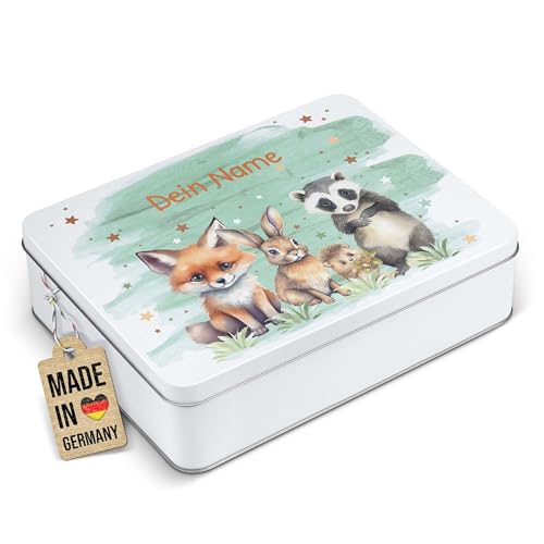 PR Print Royal Erinnerungsbox für Kinder mit Name - Waldtiere - Blechdose bedrucken, Geschenkdose - Kindergeschenke, Geschenke für Kinder | Rechteckig weiß, 2500 ml PR Print Royal Erinnerungsbox für Kinder mit Name - Waldtiere - Blechdose bedrucken, Geschenkdose - Kindergeschenke, Geschenke für Kinder | Rechteckig weiß, 2500 ml von PR Print Royal