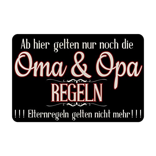 PR Print Royal Filz-Fußmatte mit Spruch - Oma & Opa Regeln - Fußabtreter als Geschenkidee für die Großeltern | rutschfest, 60 x 40 cm mit abgerundeten Ecken von PR Print Royal