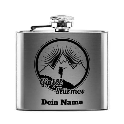 PR Print Royal Flachmann mit Gravur aus Edelstahl selbst gestalten - Gipfel-Stürmer - mit Name gravieren - Geschenk Wandern Skifahren - Praktische Taschengröße | Silber, 141 ml PR Print Royal Flachmann mit Gravur aus Edelstahl selbst gestalten - Gipfel-Stürmer - mit Name gravieren - Geschenk Wandern Skifahren - Praktische Taschengröße | Silber, 141 ml von PR Print Royal
