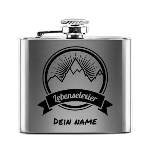 PR Print Royal Flachmann mit Gravur aus Edelstahl selbst gestalten - Lebenselexier - mit Name gravieren - Geschenk Wandern Skifahren - Praktische Taschengröße | Silber, 141 ml PR Print Royal Flachmann mit Gravur aus Edelstahl selbst gestalten - Lebenselexier - mit Name gravieren - Geschenk Wandern Skifahren - Praktische Taschengröße | Silber, 141 ml von PR Print Royal