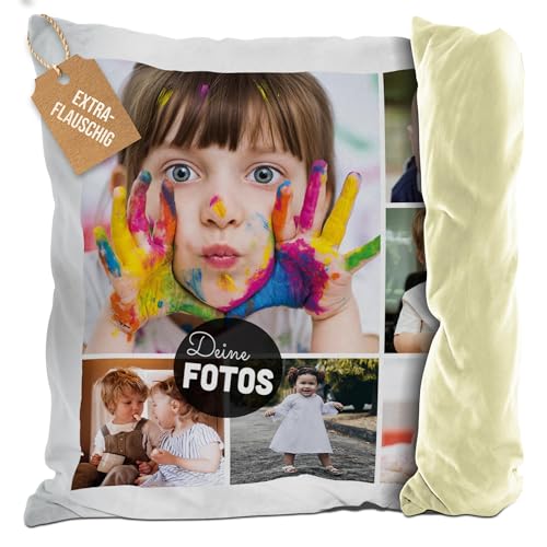PR Print Royal Flauschiges Kissen mit Fotocollage selbst gestalten - mit 6 Fotos Personalisieren - Geschenk für Freunde und Familie | Rückseite Gelb flauschig, inkl. Kissenfüllung, 40x40cm PR Print Royal Flauschiges Kissen mit Fotocollage selbst gestalten - mit 6 Fotos Personalisieren - Geschenk für Freunde und Familie | Rückseite Gelb flauschig, inkl. Kissenfüllung, 40x40cm von PR Print Royal