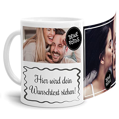 PR Print Royal Foto-Tasse selbst gestalten mit Text & Collage für 2 Fotos - Geschenk für Familie, Freunde, Geburtstag, Weihnachten - Keramik Weiß, 300 ml I Personalisiert von PR Print Royal