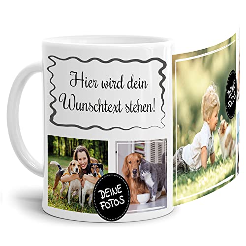 PR Print Royal Foto-Tasse selbst gestalten mit Text & Collage für 5 Fotos - Geschenk für Familie, Freunde, Geburtstag, Weihnachten - Keramik Weiß, 300 ml I Personalisiert von PR Print Royal