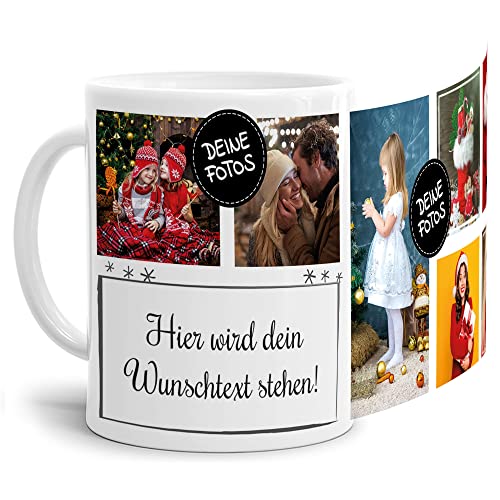 PR Print Royal Foto-Tasse selbst gestalten mit Text & Collage für 7 Fotos - Geschenk für Familie, Freunde, Geburtstag, Weihnachten - Keramik Weiß, 300 ml I Personalisiert von PR Print Royal