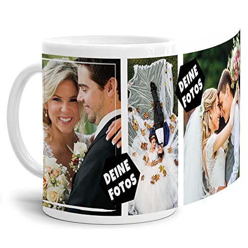 PR Print Royal Foto-Tasse zum selbst gestalten mit Foto-Collage für 3 Wunschfotos - Geschenk für Familie, Freunde, Geburtstag, Weihnachten - Keramik Weiß, 300 ml I Personalisiert von PR Print Royal