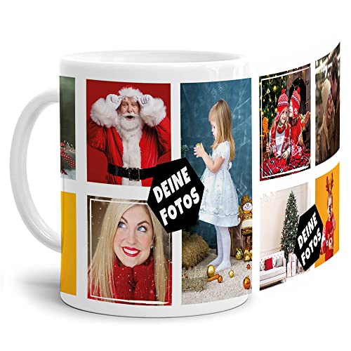 PR Print Royal Foto-Tasse zum selbst gestalten mit Foto-Collage für 9 Wunschfotos - Geschenk für Familie, Freunde, Geburtstag, Weihnachten - Keramik Weiß, 300 ml I Personalisiert von PR Print Royal