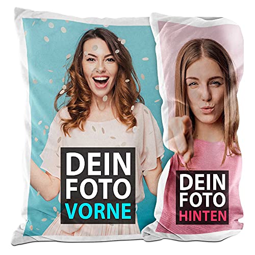 PR Print Royal Fotokissen Bezug selbst gestalten mit eigenem Foto - Beidseitig Bedruckt - Seidig-Glatte Oberfläche - Fotogeschenk für Freunde und Familie - 40 x 40 cm, Weiß | Personalisiert von PR Print Royal