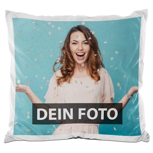 PR Print Royal Fotokissen Bezug selbst gestalten mit eigenem Foto - Einseitig Bedruckt - Seidig-Glatte Oberfläche - Fotogeschenk für Freunde und Familie - 40 x 40 cm, Weiß | Personalisiert von PR Print Royal