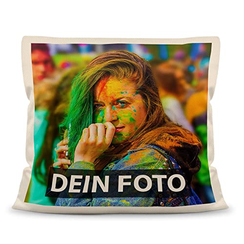 PR Print Royal Fotokissen in Beige - mit Bild und Text selbst getalten - Personalisierte Geschenkidee, Kissen mit Foto, Geschenkidee | 40x40cm, inkl. Kissenfüllung von PR Print Royal