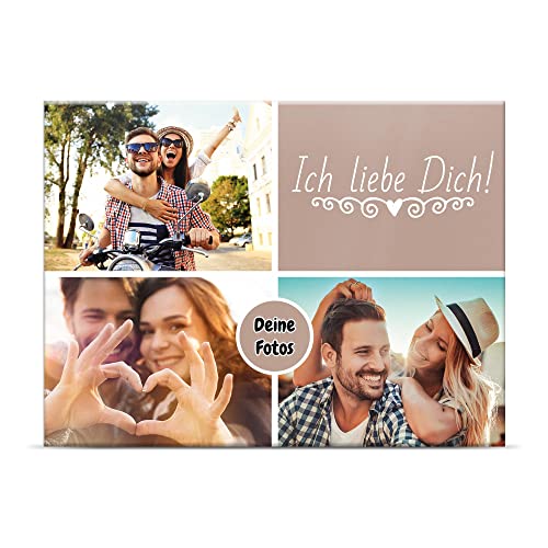 PR Print Royal Fotomagnet selbst gestalten mit 3er Collage - Ich Liebe Dich - 3 Fotos - Jahrestag Geschenk, personalisierte Geschenke | Querformat, 6 x 8 cm von PR Print Royal