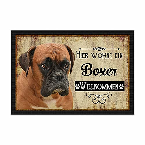 PR Print Royal Fußmatte Haustiere mit Hundebild Boxer - Geschenkidee für Hundefreunde und Hundebesitzer - Größe 60 x 40 cm von PR Print Royal