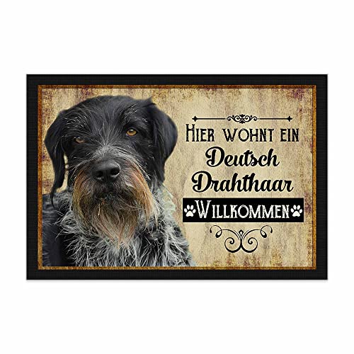 PR Print Royal Fußmatte Haustiere mit Hundebild Deutsch Drahthaar - Geschenkidee für Hundefreunde und Hundebesitzer - Größe 75 x 50 cm von PR Print Royal