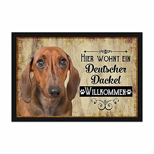 PR Print Royal Fußmatte Haustiere mit Hundebild Deutscher Dackel - Geschenkidee für Hundefreunde und Hundebesitzer - Größe 60 x 40 cm von PR Print Royal