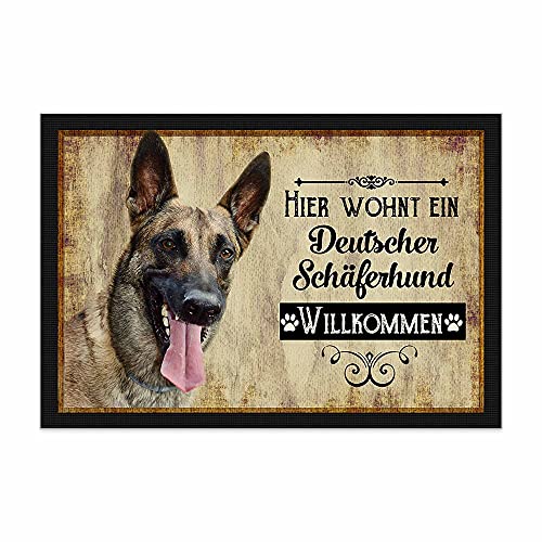 PR Print Royal Fußmatte Haustiere mit Hundebild Deutscher Schäferhund - Geschenkidee für Hundefreunde und Hundebesitzer - Größe 60 x 40 cm von PR Print Royal