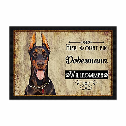 PR Print Royal Fußmatte Haustiere mit Hundebild Dobermann - Geschenkidee für Hundefreunde und Hundebesitzer - Größe 60 x 40 cm von PR Print Royal