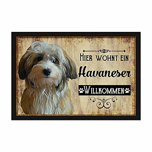 PR Print Royal Fußmatte Haustiere mit Hundebild Havaneser - Geschenkidee für Hundefreunde und Hundebesitzer - Größe 60 x 40 cm von PR Print Royal