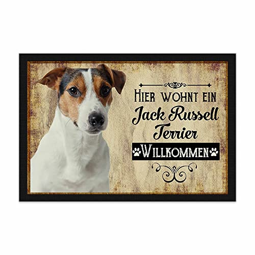 PR Print Royal Fußmatte Haustiere mit Hundebild Jack Russell Terrier - Geschenkidee für Hundefreunde und Hundebesitzer - Größe 60 x 40 cm von PR Print Royal