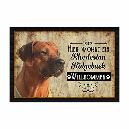 PR Print Royal Fußmatte Haustiere mit Hundebild Rhodesian Ridgeback - Geschenkidee für Hundefreunde und Hundebesitzer - Größe 60 x 40 cm von PR Print Royal