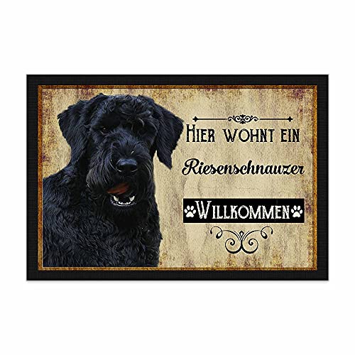 PR Print Royal Fußmatte Haustiere mit Hundebild Riesenschnauzer - Geschenkidee für Hundefreunde und Hundebesitzer - Größe 75 x 50 cm von PR Print Royal