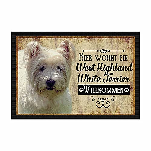 PR Print Royal Fußmatte Haustiere mit Hundebild West Highland - Geschenkidee für Hundefreunde und Hundebesitzer - Größe 75 x 50 cm von PR Print Royal