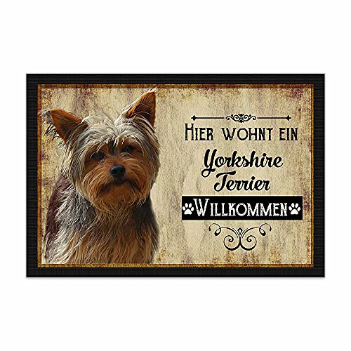 PR Print Royal Fußmatte Haustiere mit Hundebild Yorkshire Terrier - Geschenkidee für Hundefreunde und Hundebesitzer - Größe 75 x 50 cm von PR Print Royal