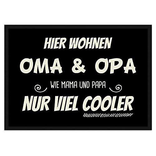 PR Print Royal Fußmatte mit Spruch - Oma & Opa sind viel Cooler als Mama & Papa - Lustiger Fußabtreter, Geschenk für die Großeltern von Enkel - rutschfest, 120 x 80 cm von PR Print Royal