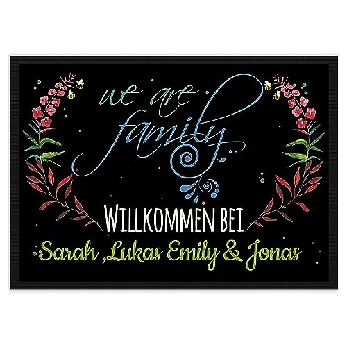 PR Print Royal Fußmatte mit Spruch - We Are Family - Willkommen - Selbst Gestalten mit Wunschnamen 120 x 80 cm von PR Print Royal