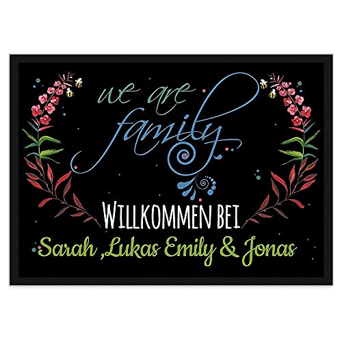 PR Print Royal Fußmatte mit Spruch - We Are Family - Willkommen - Selbst Gestalten mit Wunschnamen 90 x 60 cm von PR Print Royal