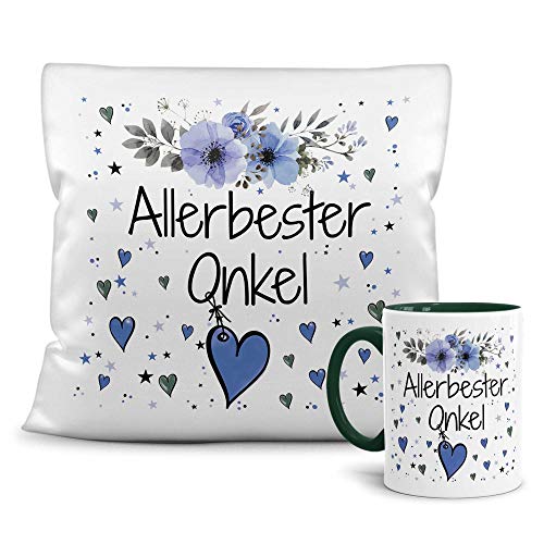PR Print Royal Geschenk-Set aus Tasse und Kissen mit Füllung - Allerbester Onkel - Persönliche Geschenkidee für Beste Freunde, Verwandte und Familie - weiß/dunkelgrün PR Print Royal Geschenk-Set aus Tasse und Kissen mit Füllung - Allerbester Onkel - Persönliche Geschenkidee für Beste Freunde, Verwandte und Familie - weiß/dunkelgrün von PR Print Royal