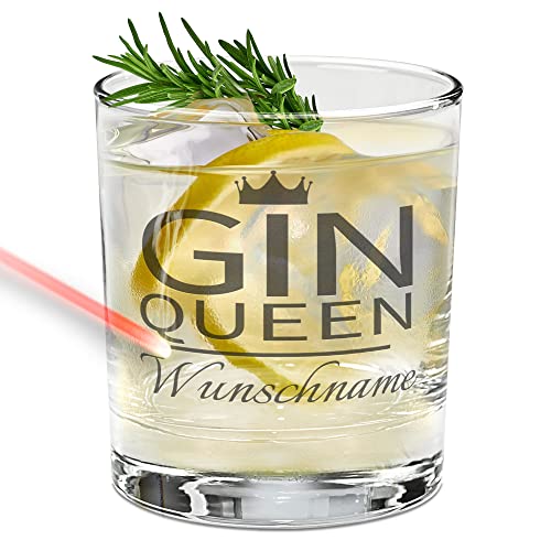 PR Print Royal Gin-Glas mit Gravur selbst gestalten - Gin Queen - mit Name Personalisieren, Geschenke für Gin-Liebhaber, Ginglas graviert mit Spruch | 300ml, Lasergravur von PR Print Royal