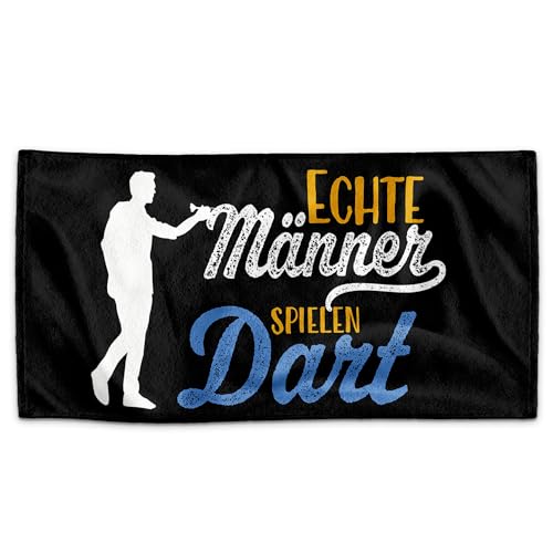 PR Print Royal Handtuch für Sportler mit Spruch - Echte Männer Spielen Dart - Geschenk Sportler, Geschenk für Dartspieler, Darten | Handtuch Geschenke für Männer, 100 x 50 von PR Print Royal