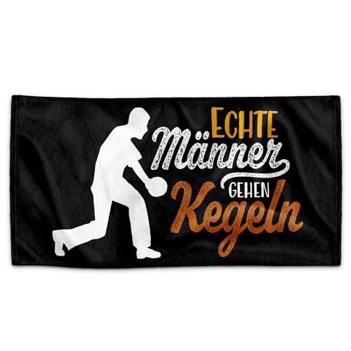 PR Print Royal Handtuch für Sportler mit Spruch - Echte Männer gehen Kegeln - Geschenk für Sportler, Kegler, 100 x 50 cm, Schwarz, Microfaser-Polyester / Baumwoll-Frottee, Waschbar bis 40°C PR Print Royal Handtuch für Sportler mit Spruch - Echte Männer gehen Kegeln - Geschenk für Sportler, Kegler, 100 x 50 cm, Schwarz, Microfaser-Polyester / Baumwoll-Frottee, Waschbar bis 40°C von PR Print Royal