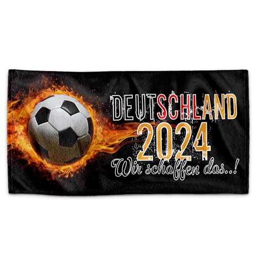 PR Print Royal Handtuch zur Fußball EM 2024 mit Spruch - Deutschland, wir schaffen das - Badetuch für Fußballer, Fußballfans, Europameister, Fußball Geschenke | Fotohandtuch - 140 x 70 cm von PR Print Royal