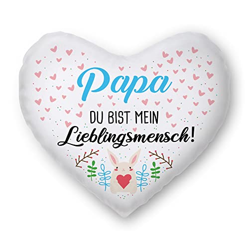 PR Print Royal Herz-Kissen mit Füllung - Mein Lieblingsmensch - Familie/Liebe/Geschenkidee/Geschenk/Vatertag - Herzkissen für Papa von PR Print Royal